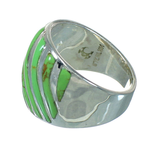 Gaspeite Inlay Southwest Silver Ring Size 6 QX81344